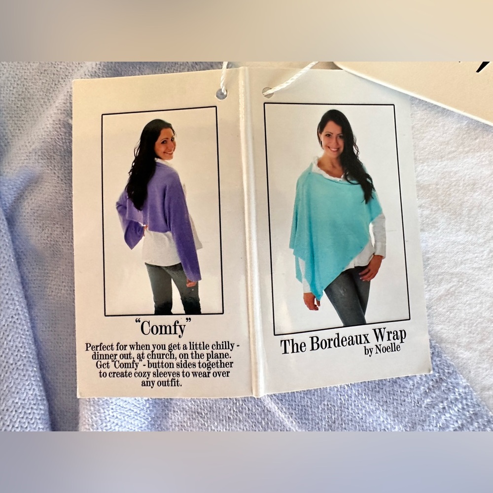 Convertible Light Blue Wrap by Noelle: Shawl Vest Poncho Scarf - Picture 4 of 10